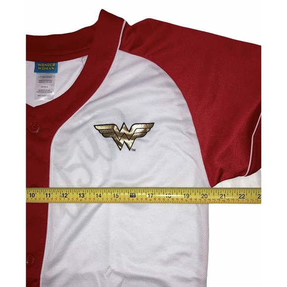 DC Comics Wonder Woman Baseball Jersey Raglan Button Down Licensed JRS Medium - Picture 3 of 12